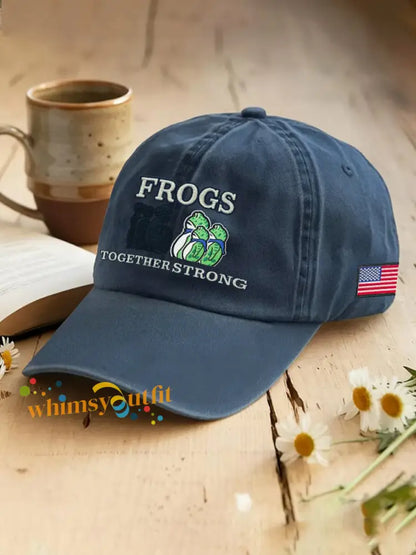 Resist Frog Printed Casual Unisex Hat Blue / ONE