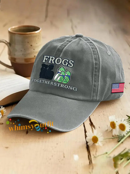 Resist Frog Printed Casual Unisex Hat Gray / ONE