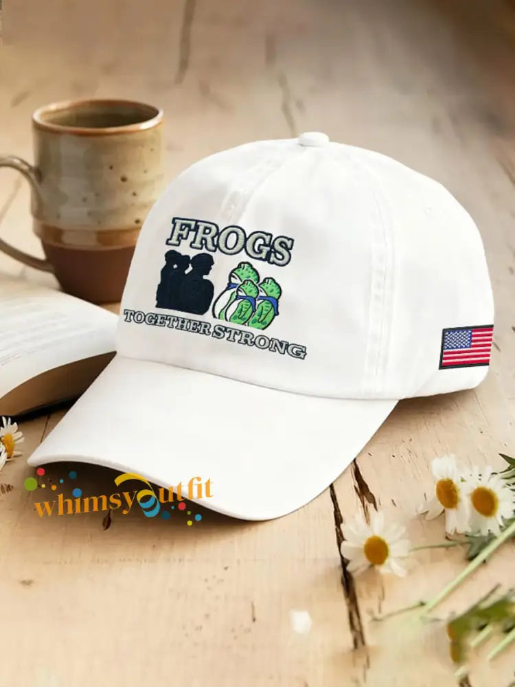 Resist Frog Printed Casual Unisex Hat White / ONE