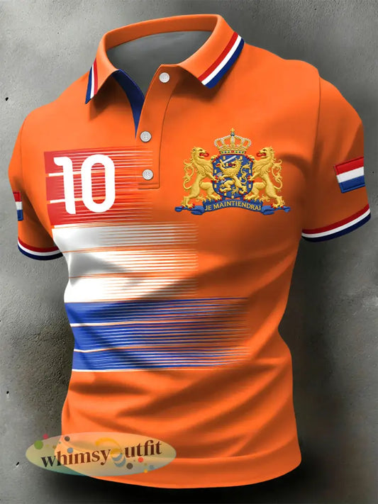 Retro 2026 Nederland Soccer Commemorative Casual Poloshirt - Sinaasappel / S