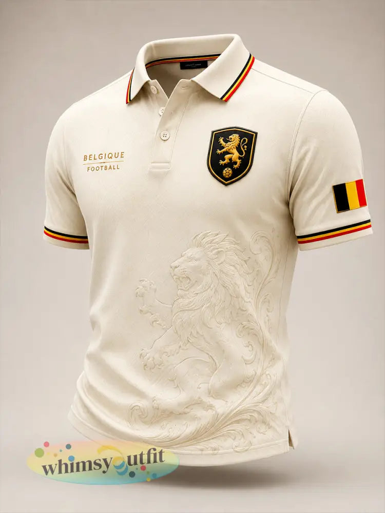 Retro Belgische voetbalfan-artprint casual shirt - A / S