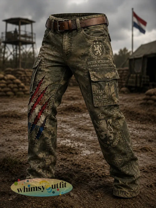 Retro camouflage veteraan element lange vrachtbroek voor heren - A / S