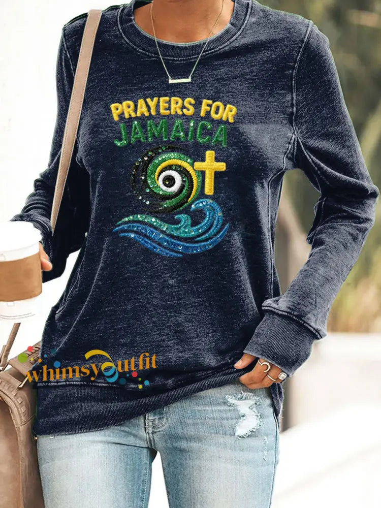 Retro Jamaica Hurricane Melissa Prayer Casual T-Shirt Black / S
