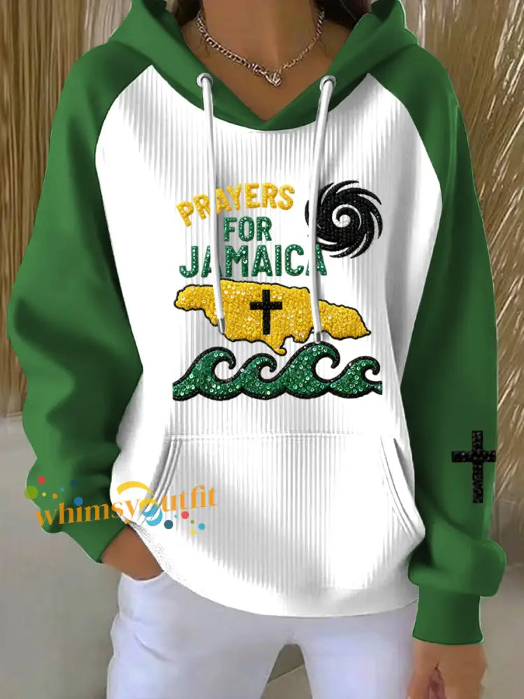 Retro Jamaica Prayer Hurricane Melissa Casual Hoodie Multicolour / S