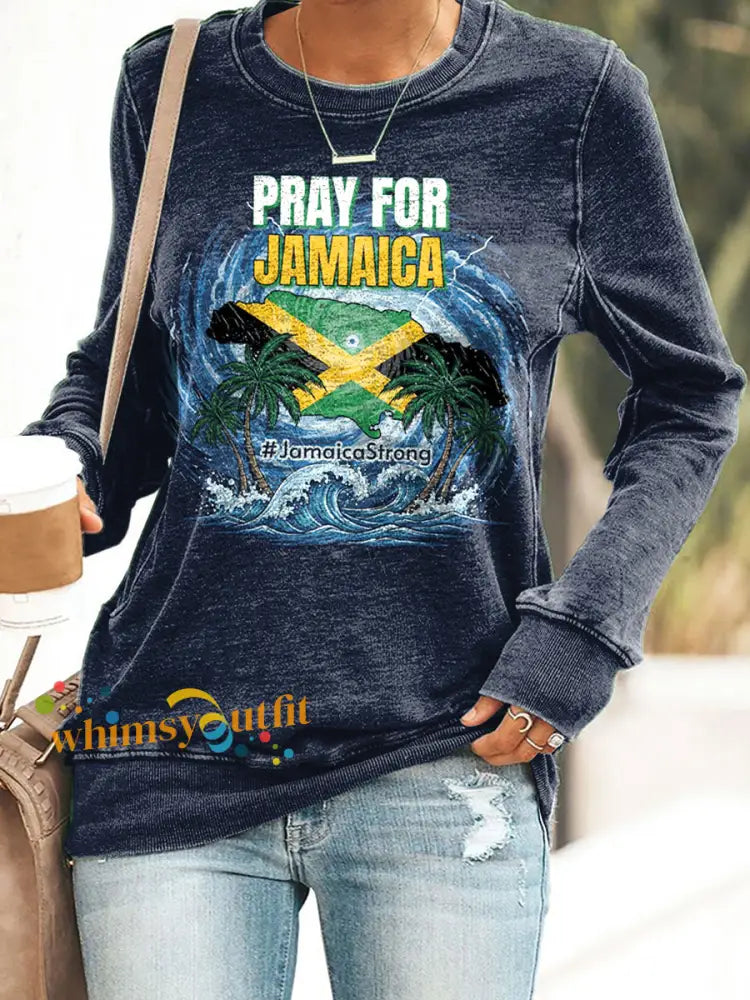 Retro Jamaican Prayer Casual Long-Sleeve T-Shirt Multicolour / S