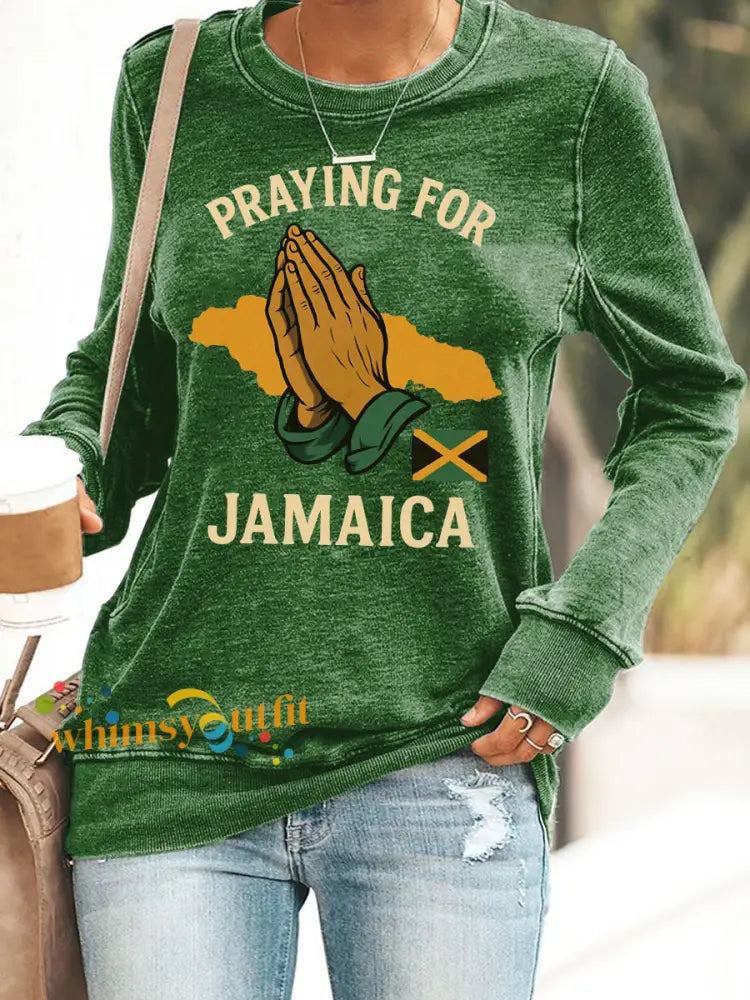 Retro Jamaican Prayer Crewneck T-Shirt Multicolour / S