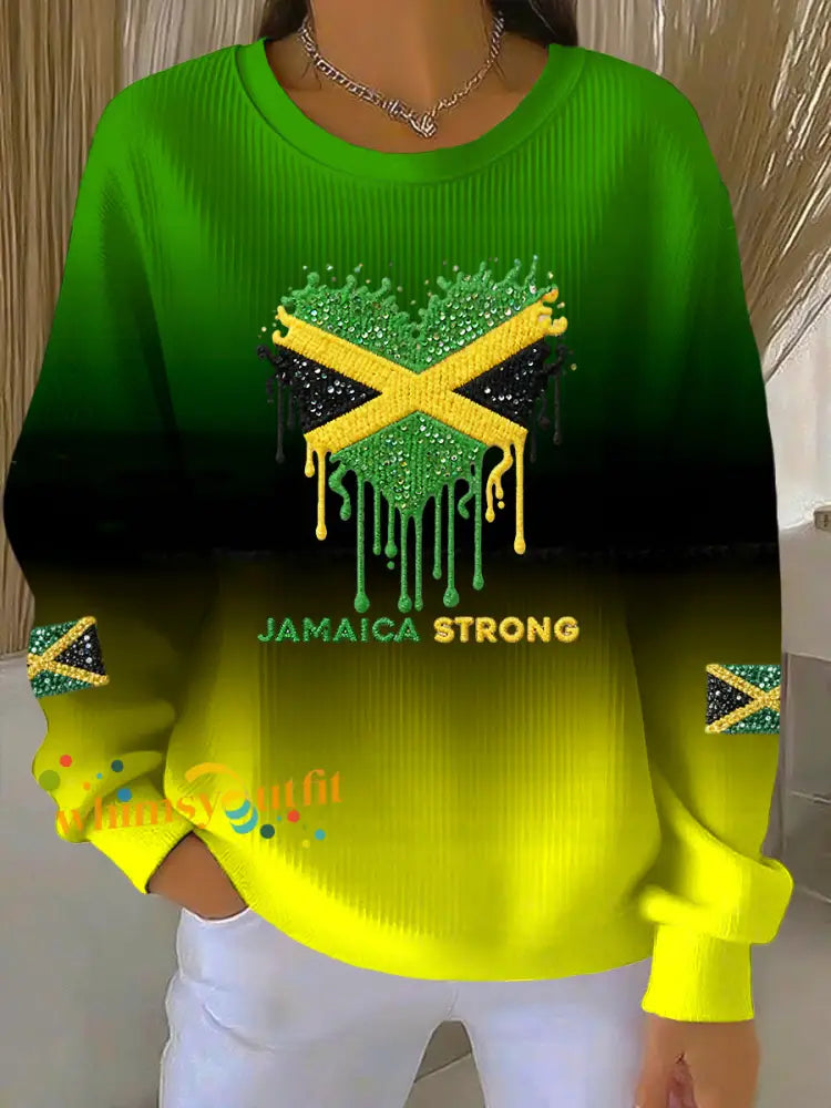 Retro Jamaican Strong Casual Pullover Green / S