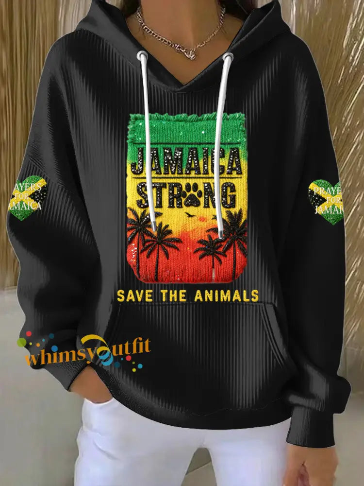 Retro Jamaican-Style Animal Rescue Hoodie Multicolour / S