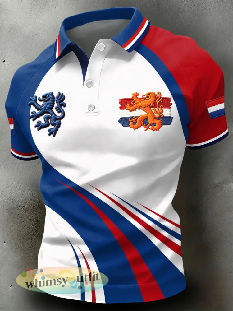 Retro King’s Day artistiek casual poloshirt - Veelkleurig / S
