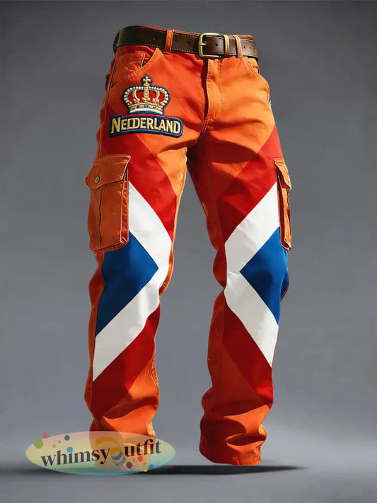 Retro King’s Day geometrische patchwork casual werkbroek - Veelkleurig / S