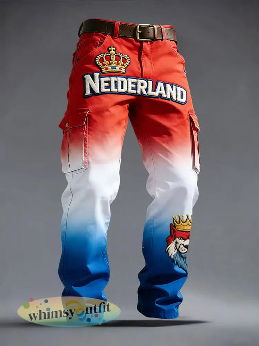 Retro King’s Day gradiënt casual werkbroek - Veelkleurig / S