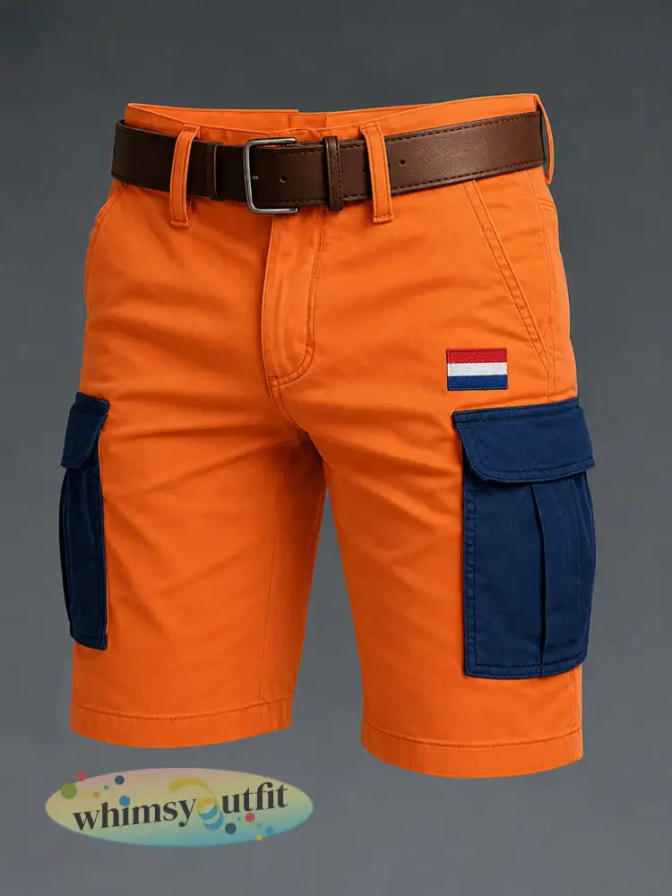 Retro kleur blokprint heren korte vrachtbroek - A / S