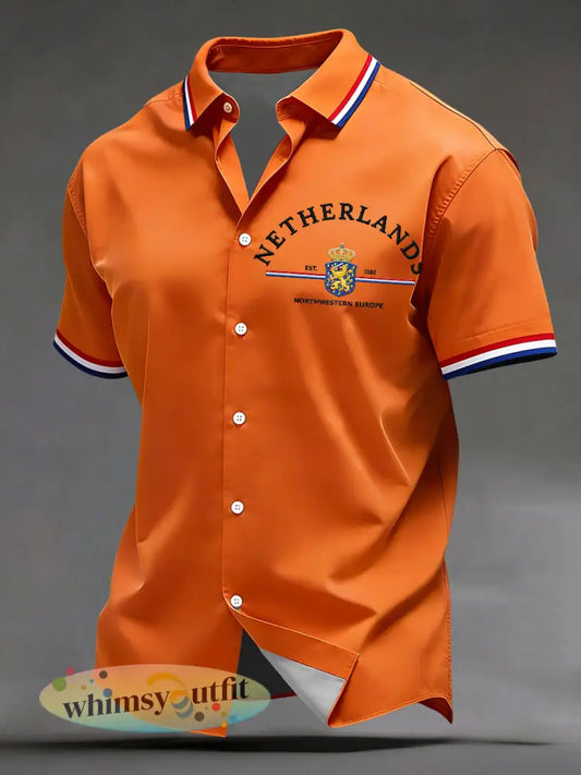 Retro koningsdag klassiek casual shirt - Sinaasappel / S