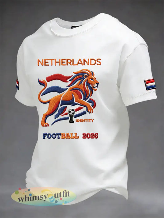 Retro Nederland Voetbal 2026 Casual T-shirt - Wit / S
