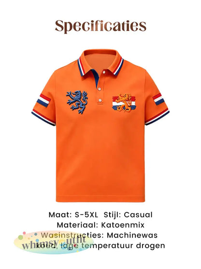 Retro Nederlandse Koningsdag Vlag Casual Poloshirt