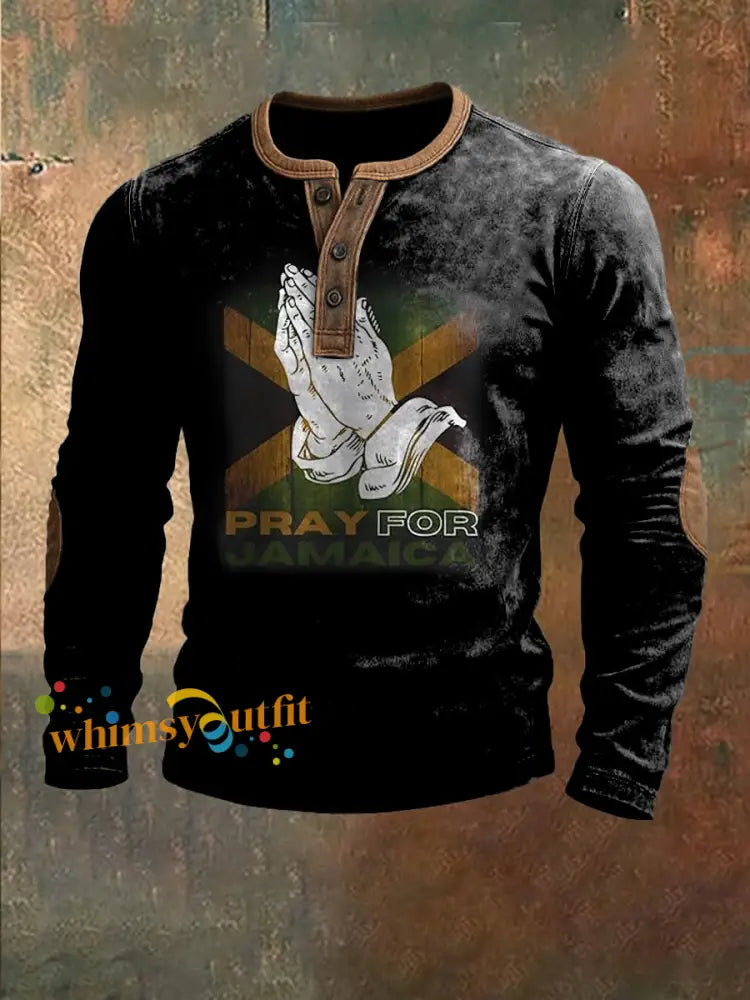 Retro Prayer For Jamaica Casual Henley Multicolour / S
