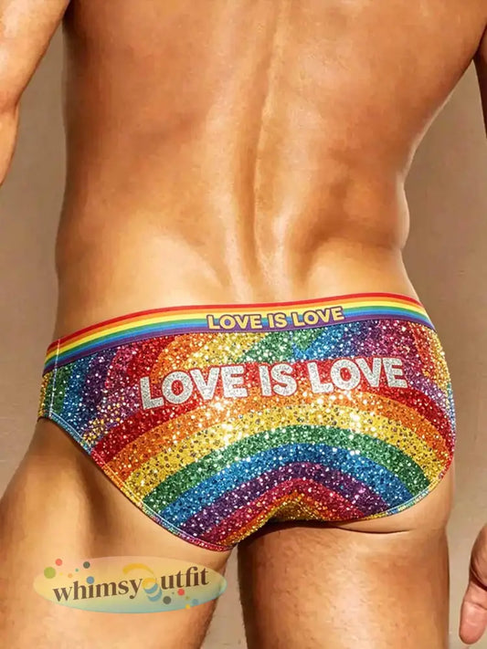 Retro regenboog pride maand met patroon bedrukt ondergoed voor heren - als foto / S
