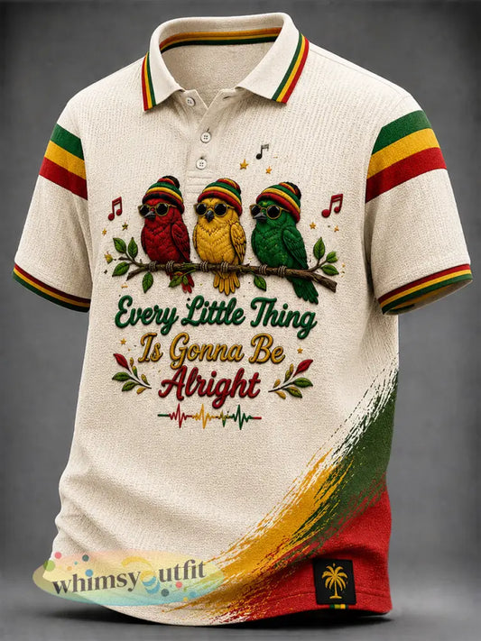 Retro Reggae Art casual wafel poloshirt voor heren - als foto / S