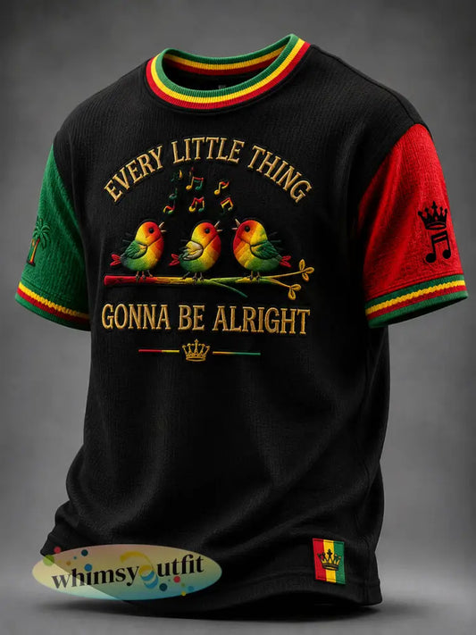 Retro Reggae Classic Casual Waffle-Weave T-shirt - als foto / S