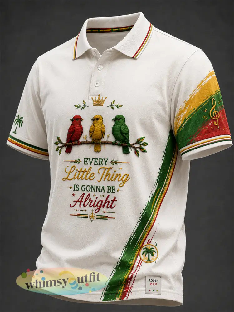 Retro Reggae-geïnspireerd artistiek casual poloshirt - als foto / S