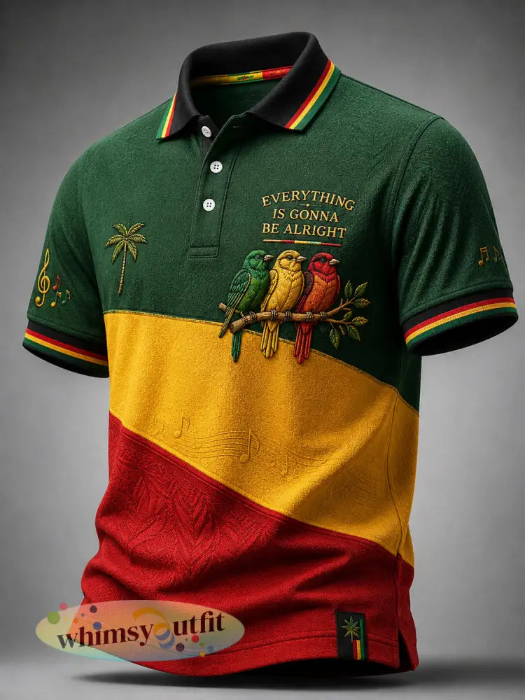 Retro Reggae-geïnspireerd zakelijk casual poloshirt - als foto / S