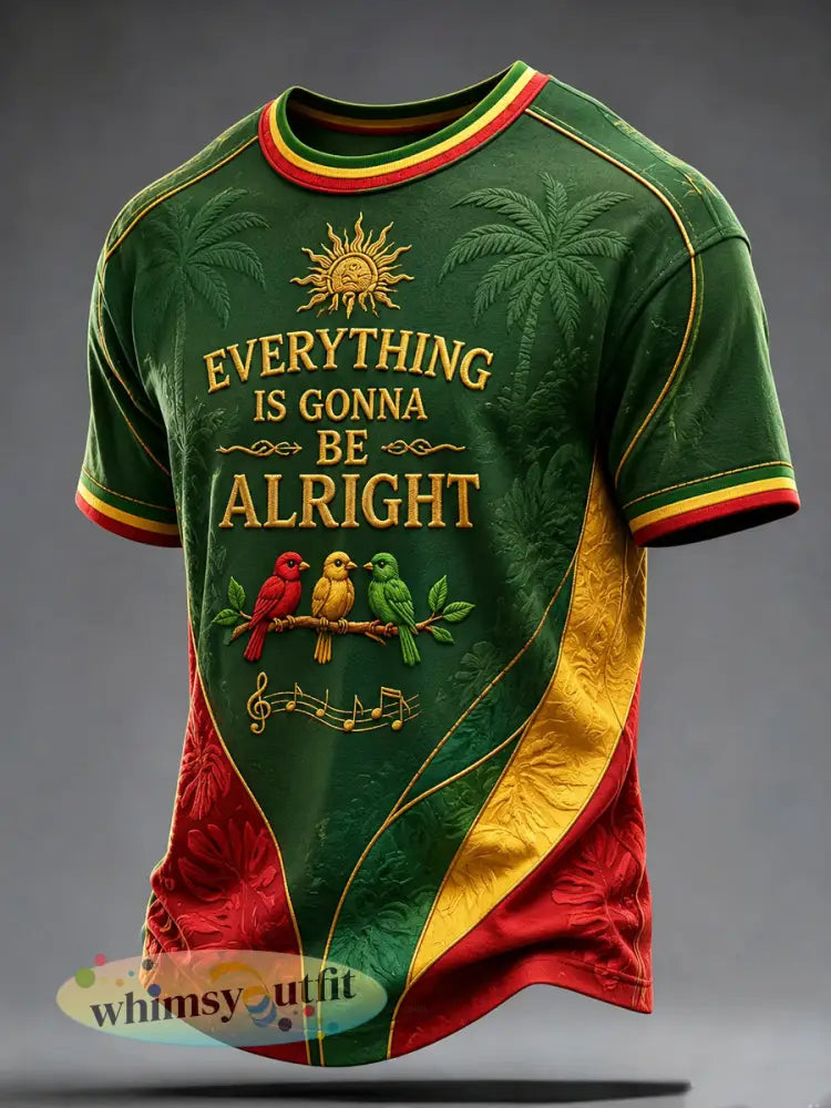 Retro Reggae-geïnspireerde patchwork casual T-shirt - als foto / S