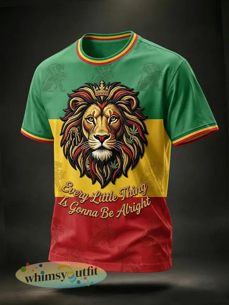 Retro Reggae Lover Leeuw Casual T-shirt - als foto / S