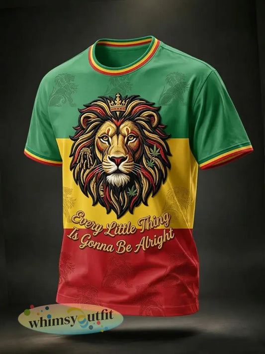 Retro Reggae Lover Leeuw Casual T-shirt - als foto / S