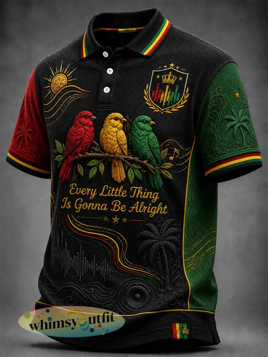 Retro reggae-stijl casual wafel poloshirt voor heren - als foto / S