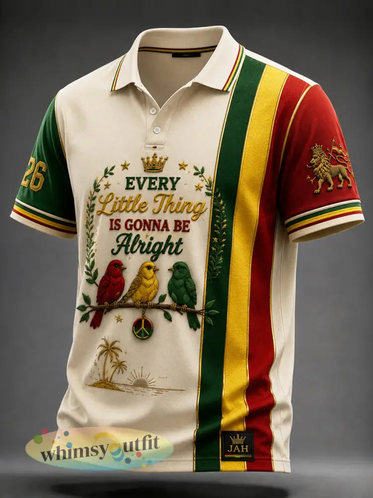 Retro Reggae-stijl gestreept casual poloshirt - als foto / S