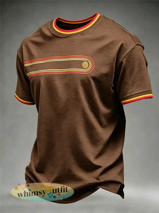 Retro t-shirt met korte mouwen voor heren - Koffie / S