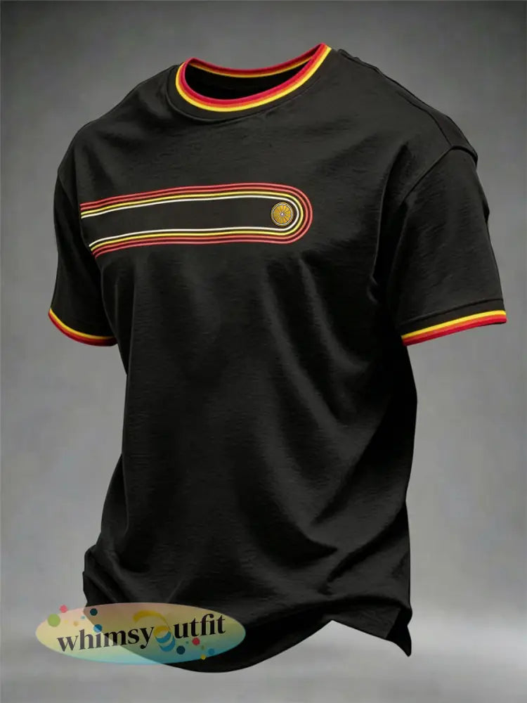 Retro t-shirt met korte mouwen voor heren - Zwart / S