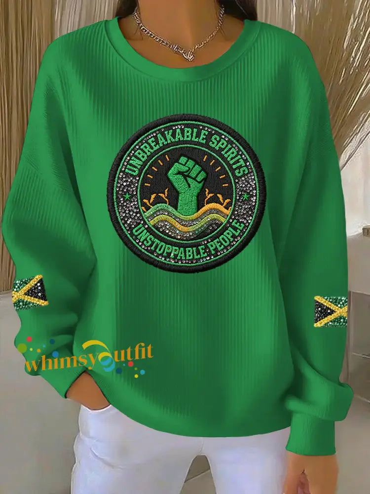 Retro Unstoppable Jamaica Prayer Casual Pullover Green / S