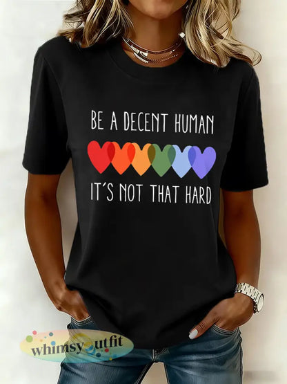 Retro voor dames wees een fatsoenlijk mens het is niet zo hard print T-shirt met korte mouwen - Zwart / S