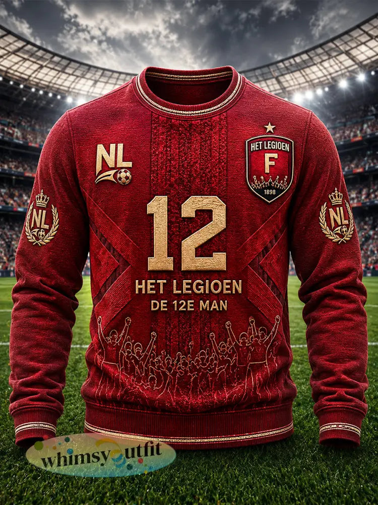 Rood casual sweatshirt voor heren met Feyenoord-print - Diep Rood / S