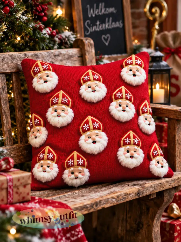 Rood Nederlandse Sinterklaasdag reliëfkussen - Beige / ÉÉN