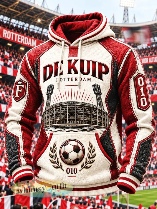 Feyenoord Rotterdam Football Patchwork Print Casual Sweatshirt met capuchon - Veelkleurig / S