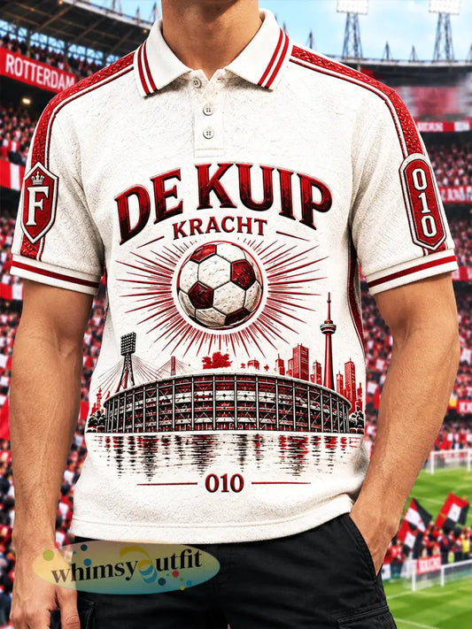 Feyenoord Rotterdam Football-Printed Casual poloshirt voor heren - Romig-Wit / S