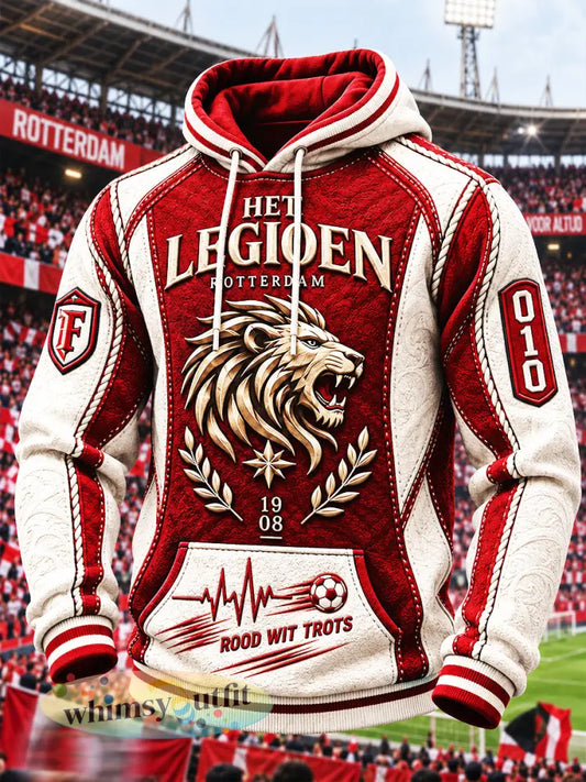 Feyenoord Rotterdam ’Lions’ patchwork print casual sweatshirt met capuchon - Veelkleurig / S