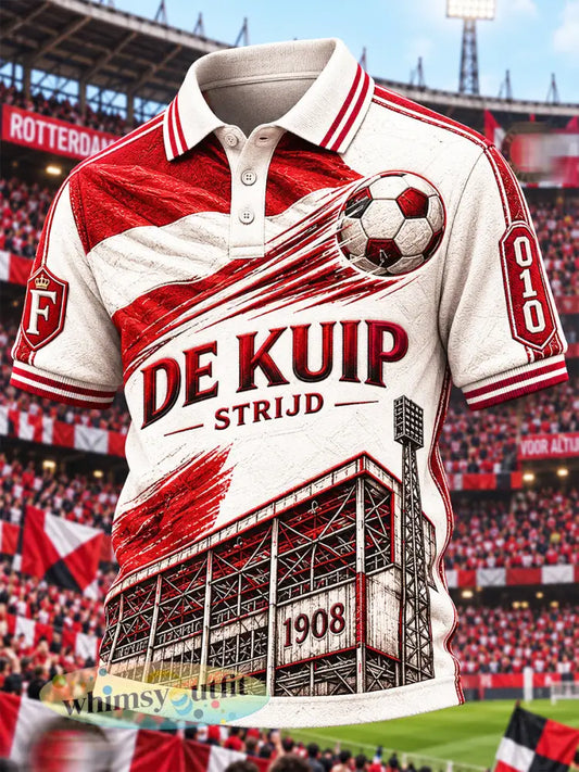 Feyenoord Rotterdam Voetbalteam Patchwork heren-Casual poloshirt met opdruk - Romig-Wit / S
