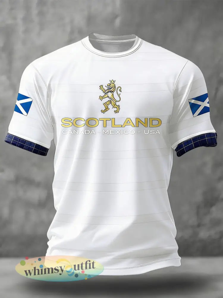 Schotland voetballiefhebbers heren T-shirt met print - Wit / S