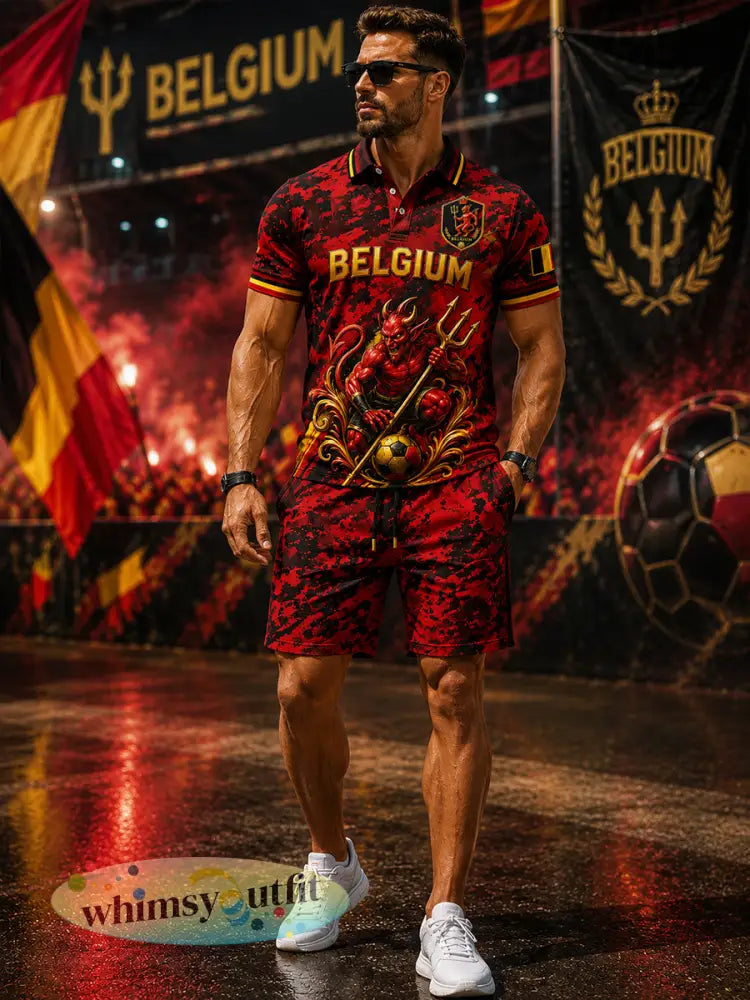 Set van poloshirt met korte mouwen en voetbalprint voor heren - A / S
