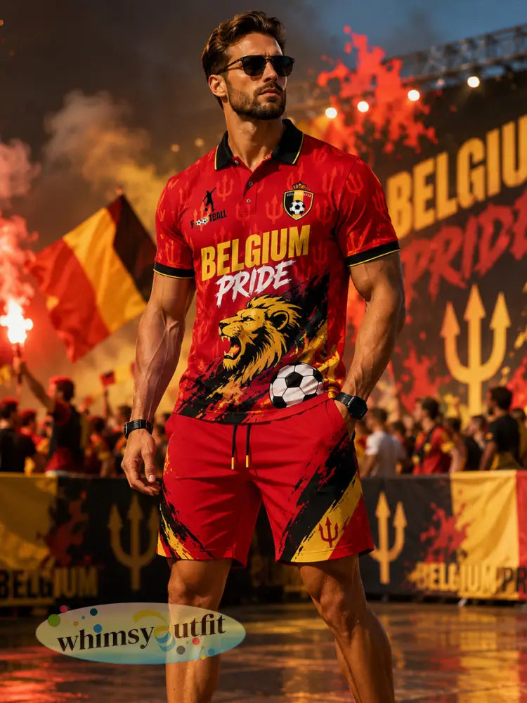 Set van poloshirt met korte mouwen en voetbalprint voor heren - A / S