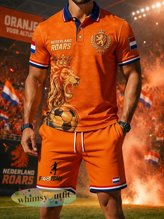 Set van poloshirt met korte mouwen en voetbalprint voor heren - A / S