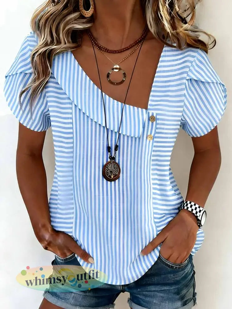 Simpele stijl gestreept T-shirt voor dames - als foto / S