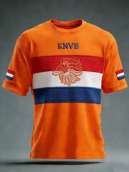 Nederlands Voetbal Fan Gedrukt Casual T-shirt