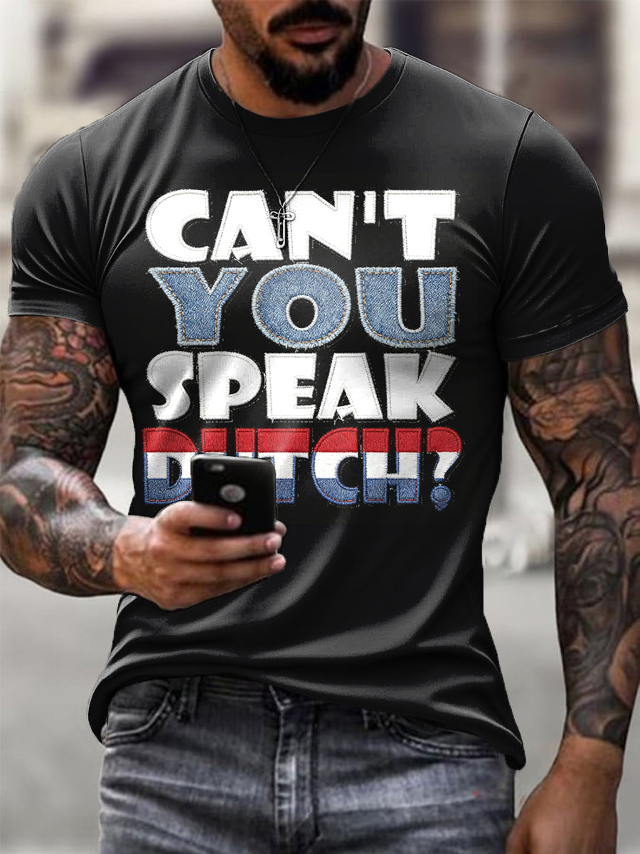 Nederlandse vlag denim print heren zwart T-shirt