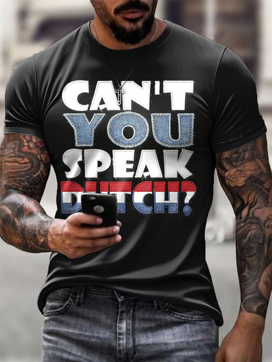 Nederlandse vlag denim print heren zwart T-shirt