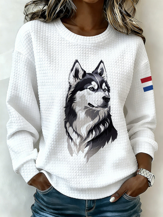 Dames sweatshirt met lange mouwen en Nederlandse hondendruk