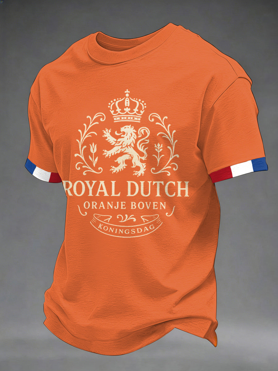 Casual T-shirt met Koningsdag-print voor heren